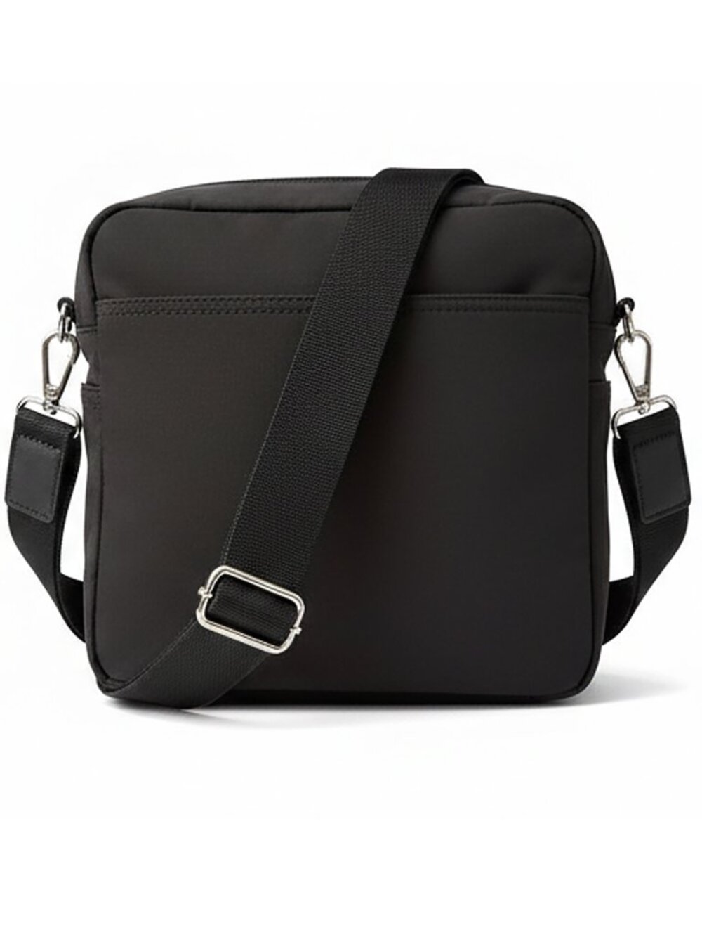 IMNYC Isaac Mizrahi Black Nylon Utility Crossbody Bag - Reflective Silver Stripe - Picture 2 of 8